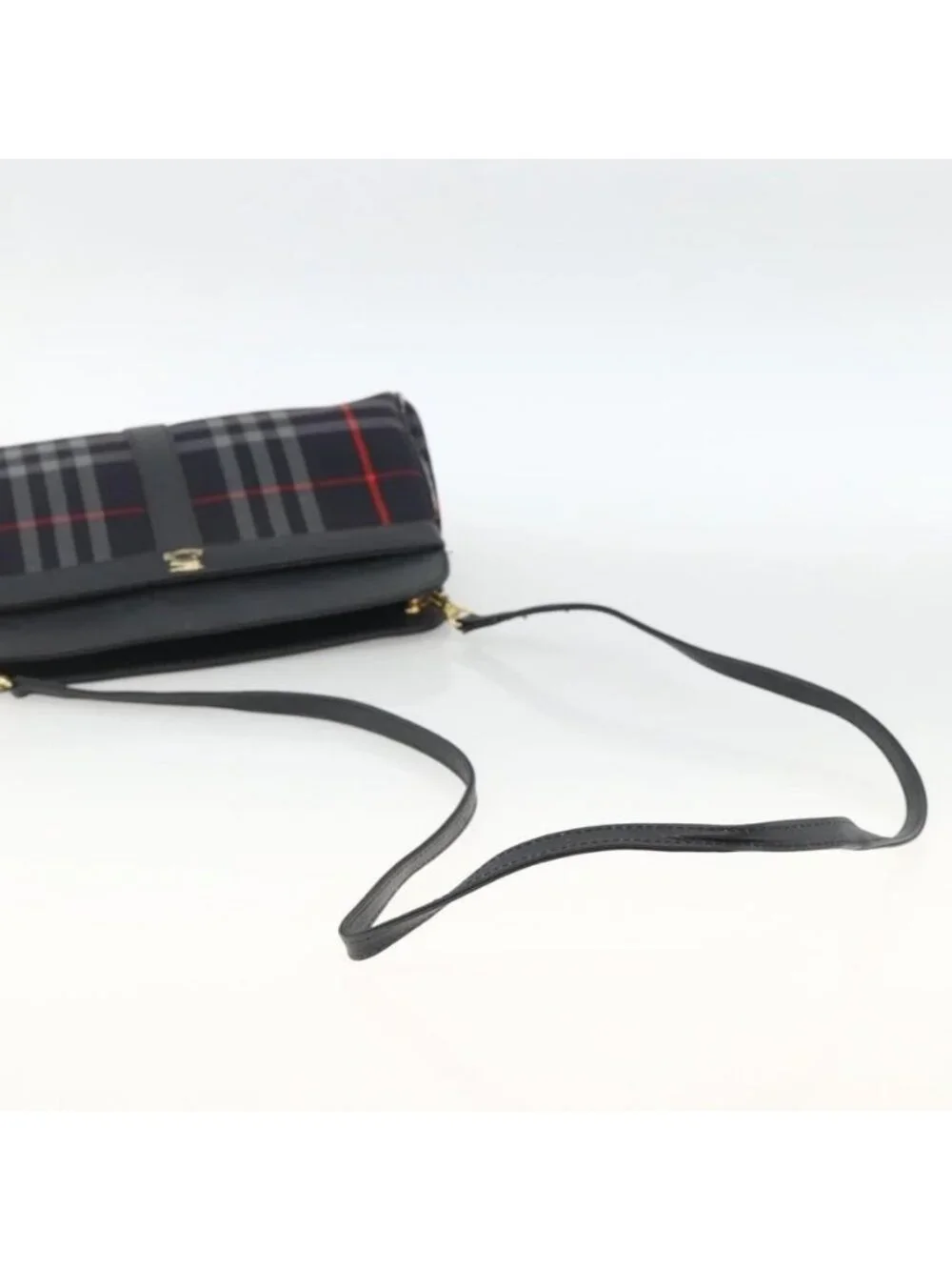 Authentic Burberrys Nova Check Shoulder Bag Canvas Navy Gold - Picture 14 of 16